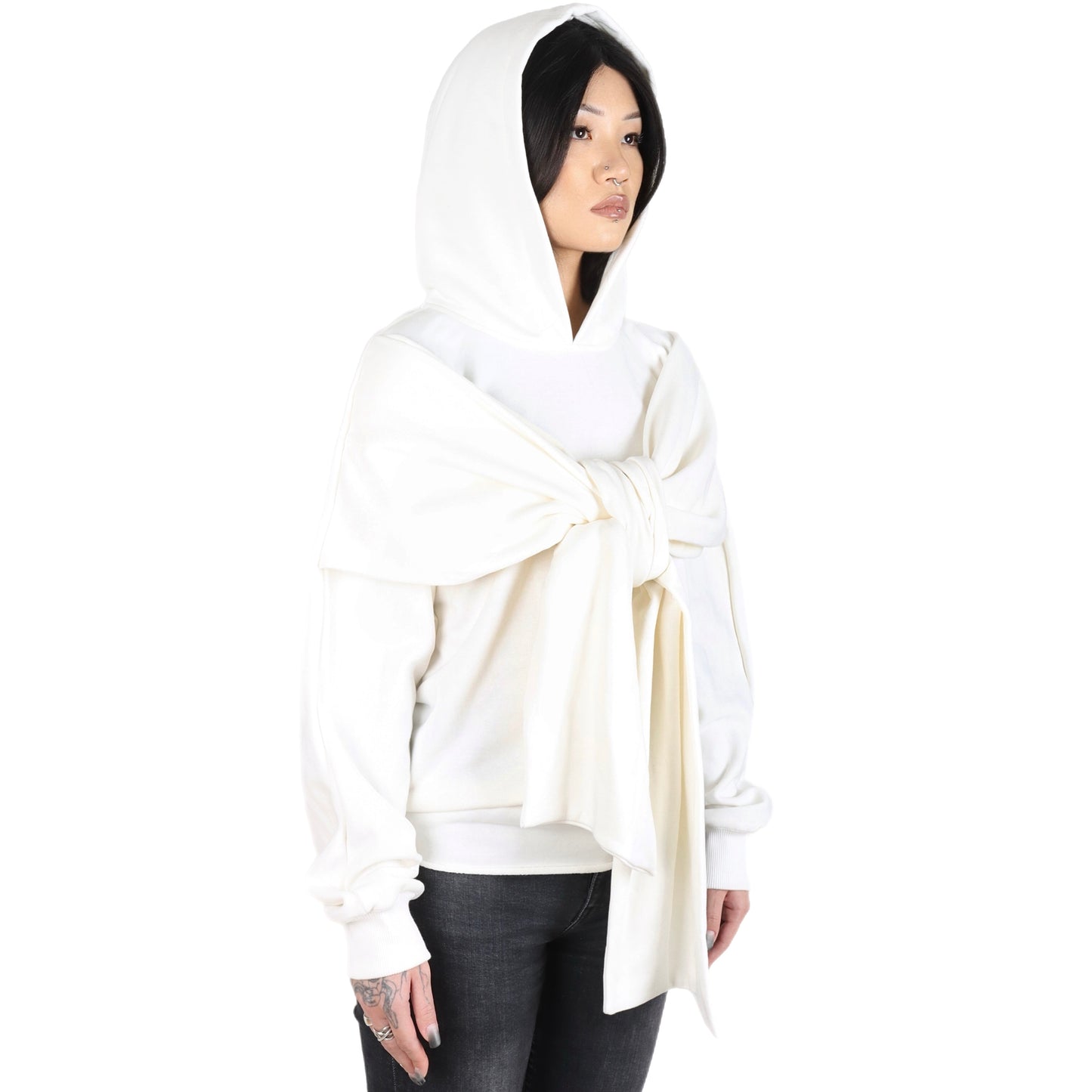 BIG BOW HOODIE CREAM
