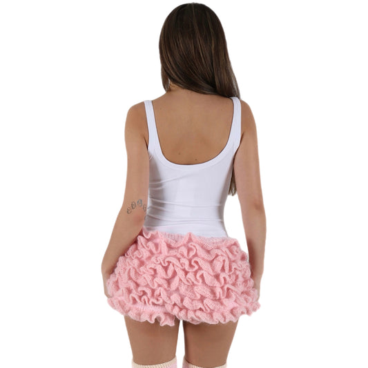 BABY PINK RUFFLE MINI SHORTS