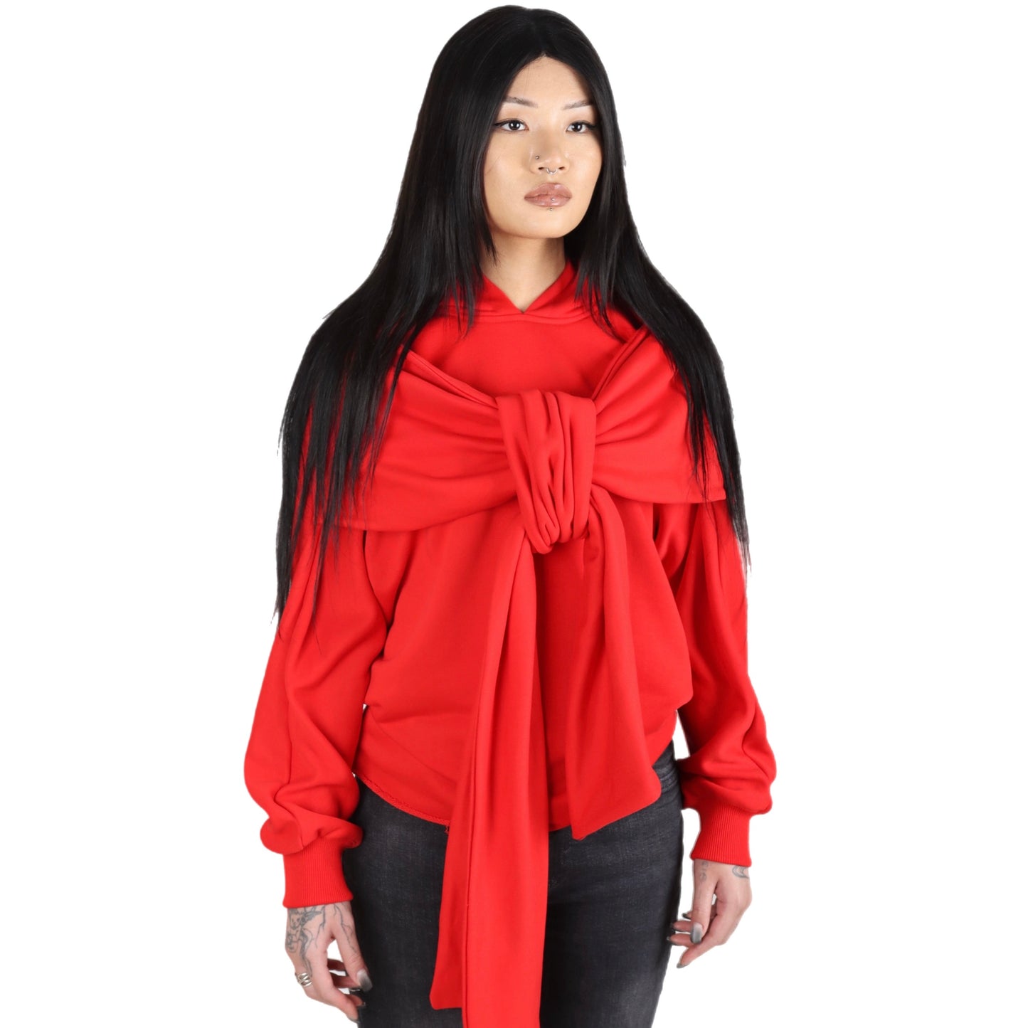 BIG BOW HOODIE RED