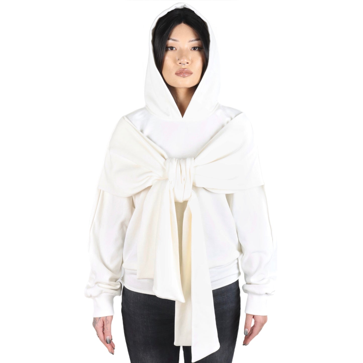 BIG BOW HOODIE CREAM